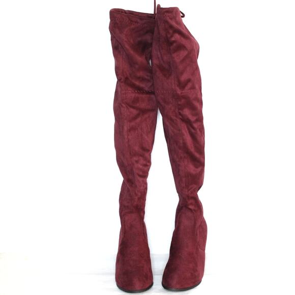 Forever Over The Knee Suede Boots Size 10 NWOB Low Block Heel Round Pointed Toe - Picture 2 of 5